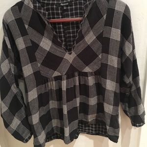 Madewell plaid peasant blouse